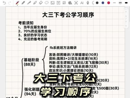 大三下考公学习顺序 在校生别错过最佳考公上岸的时间!#大三考公 #备考指导 #备考计划 #备考资料 #公考规划