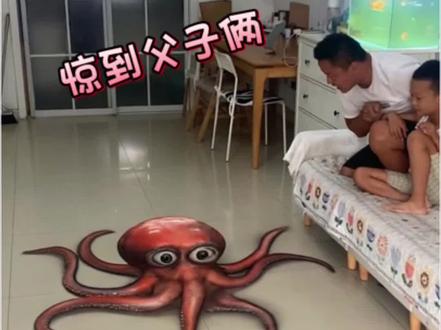 好大一号八爪章鱼 #章鱼创意画 #立体画#亲子互动#搞笑#Ai
