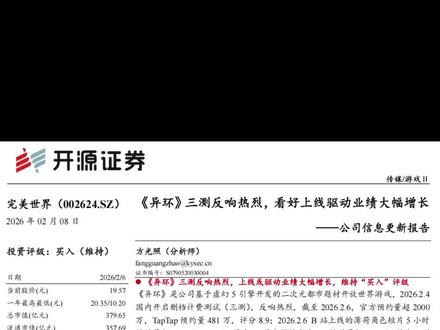 开源证券 完美世界 《异环》能成下一个爆款吗? #完美世界
