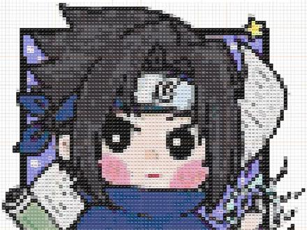 你的佐助拼豆图纸来啦!#我染上了拼豆 #火影忍者 #像素画 #拼豆图纸