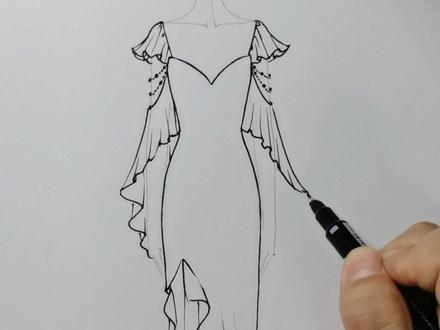 教你礼服裙画法#手绘 #服装设计