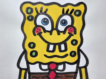 爸爸画的vs妈妈画的海绵宝宝,你更喜欢哪个呢#画画 #简笔画 #一起学画画 #零基础学画画 #儿童简笔画