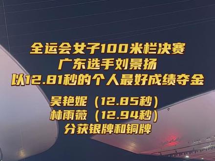 全运会女子100米栏决赛,广东选手刘景扬以12.81秒的个人最好成绩夺金,吴艳妮(12.85秒)和林雨薇(12.94秒)分获银牌和铜牌。谈到前三名全部打开13秒大关,吴艳妮表示:“我觉得女子100米栏能到这个水平,对我们中国女子跨栏来说是一个进步,但是相比亚洲,我们中国女子100米栏破13秒的人还是蛮少的,今天是一个激励吧。接下来的任务和目标就是明年的亚运会(视频:本报前方记者孔德昕|编辑:QWE)#全运会 #吴艳妮 #刘景扬