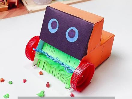 制作扫地机器人汽车#手工 #扫地机器人 #手工制作