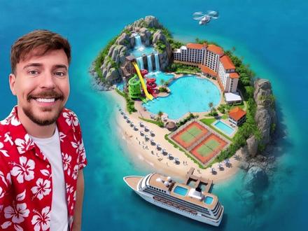 1美刀破烂岛直接炸掉!被2.5亿的私人岛屿的水滑梯吓到腿软! #MrBeast#野兽先生#野兽国语配音#私人岛屿