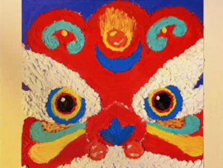 国风系列油画棒,祥瑞之兽醒狮