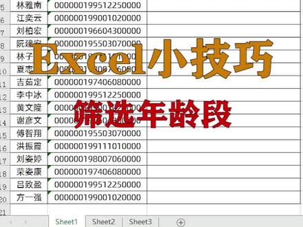 #excel #excel技巧 excel小技巧:身份证号中筛选年龄段,升职加薪系列#office办公技巧