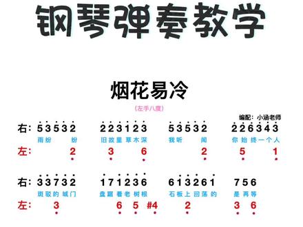 烟花易冷#钢琴简谱 #钢琴 #电子琴 #钢琴教学 #简谱