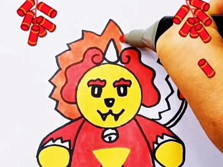 小朋友们知道年兽的故事吗,可以画一画想一想#画画 #祝大家2023年兔年大吉 #年兽#春节倒计时 #画出幸福年