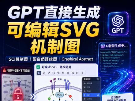 AI画的机制图好看却改不了?3步搞定可编辑SVG! 现在用GPT画机制图、国自然路线图、Graphical Abstract都很容易出高级效果,但改个箭头、换个名字就得重来?太痛苦了!
今天教你高级玩法:3步让AI直接生成可编辑SVG机制图,像搭积木一样随便改!
第一步梳理逻辑,第二步搭图层框架,第三步输出独立矢量代码。
拖进Figma或PPT就能轻松调整,最后导出高清PNG。
改图效率直接起飞,再也不怕导师/老板一句话重做!
#AI科研 #机制图 #SVG #国自然 #AI提效