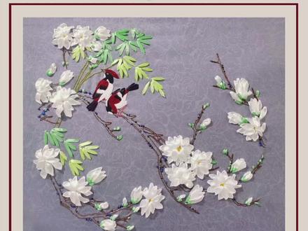 《晨趣》详细讲解2/2,小鸟的绣法#祺月丝带绣#刺绣教程 #手工