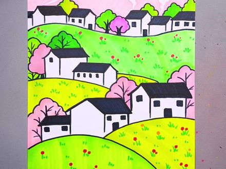 春天来了,和孩子一起画一幅,春天主题创意画吧,简单易学。#画画