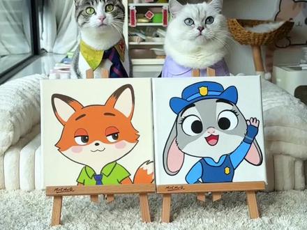 小猫咪艺术天赋大比拼🎨 这次你们更喜欢谁的作品呢?#神奇的闲鱼 #闲鱼省钱神券 #下单之前先上闲鱼