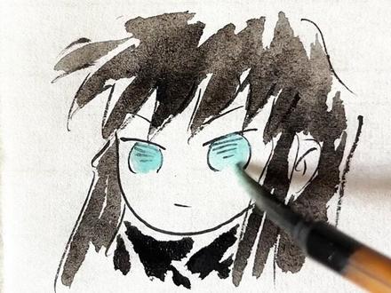 水墨动漫免费教学|时透 #水墨动漫 #手绘 #鬼灭之刃 #时透无一郎 #跟着抖音学画画