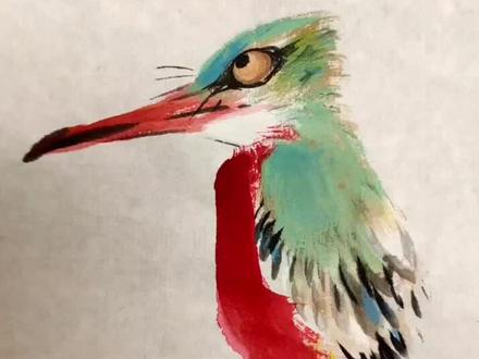 翠鸟教程#写意花鸟#水墨画#热门#充能计划#王雪涛#谁说国画不抖音#教程#原创#分享@抖音文化站@抖音小助手