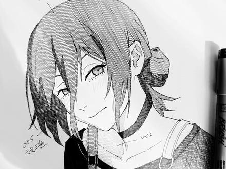 教大家用纯线条画一个蕾塞 #蕾塞 #电锯人