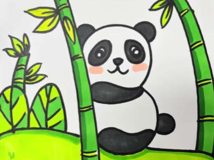 今天我们来画大熊猫🐼#简笔熊猫画 #大自然主题儿童画 #临汾学画画