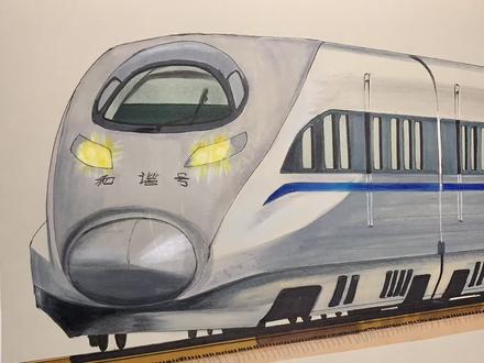 高铁380A型动车组来了,喜欢吗 #马克笔手绘 #和谐号380a #高铁 #火车迷 #画车