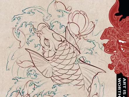 🐟鲤鱼,🌷莲花,🖌️潦草速写,绘画过程,#画画 #插画 #绘画 #每日一画 #手绘 #艺术 #绘画过程 #原创 #约稿 #线稿 #速写 #procreate绘画 #绘画练习 #国画 #画 #画画打卡 #原创国风计划