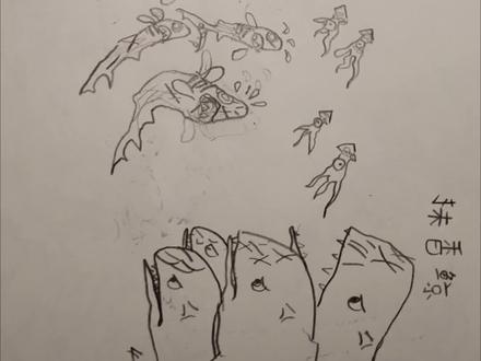 小树绘画vlog-达摩鲨大战抹香鲸