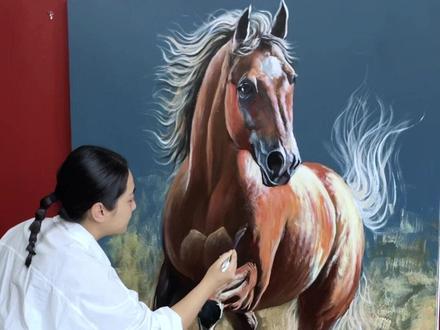 野马飞奔,一路顺风!#画画 #二敏绘画 #画一匹骏马