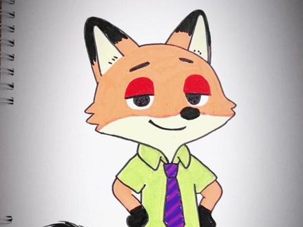一起来画画吧 画一画疯狂动物城的尼克狐尼克#一起学画画