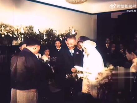老影像:蒋介石与宋美龄的结婚典礼。