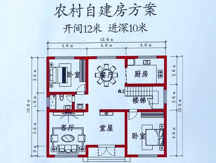 农村自建房,12米×10米户型案例分享!#农村自建房 #自建房设计 #自建房图纸 #设计布局