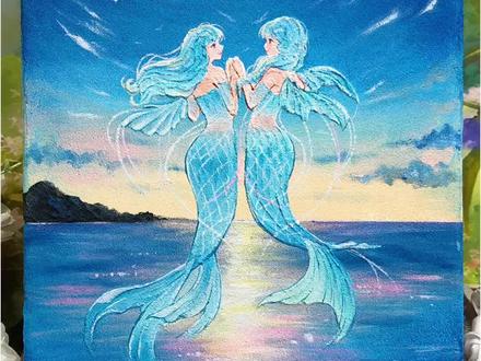 据说双鱼座的人,上辈子都是海里的美人鱼? #跟着抖音学画画