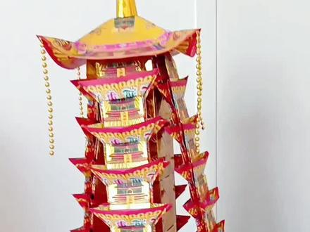 文昌塔教程《二》塔身折法,还有半成品方宝6个组装,塔身最底下的折法大家慢慢学