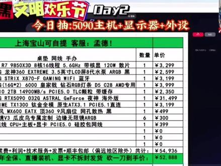 今日抽5090主机➕显示器➕外设
桃黑黑文明欢乐节DAY2 已抽完 明天抽手机📱 2026.5.2
@桃黑黑 #桃黑黑 #桃黑黑直播回放 #桃黑黑王者文明欢乐节