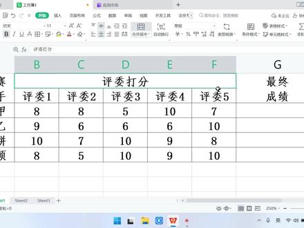 【WPS表格教程】如何计算去掉一个最高分、一个最低分的平均分