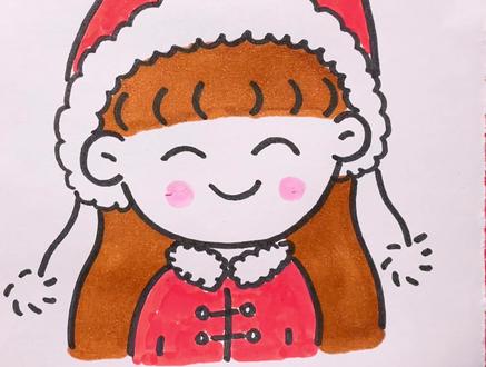 一起画新年女孩吧,喜气洋洋兔年女孩,简单画法,一起画起来!#跟着抖音学画画 #祝大家2023年兔年大吉 #兔年简笔画 #一学就会的简笔画 @抖音小助手 @DOU+小助手