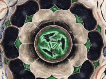 敦煌壁画之藻井与人像 #线描画 #三兔共耳#藻井 #飞天 #敦煌壁画临摹