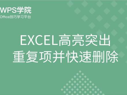 WPS excel 技巧63 高亮突出重复项并快速删除#office