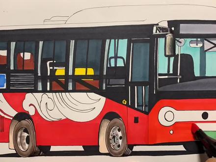 今天画一辆小型公交车 #画画 #公交车 #巴士迷