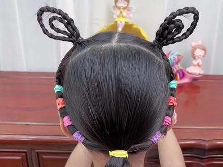 女儿最爱的小白兔发型来啦#儿童编发 #儿童编发兔耳朵 #生女儿就是用来打扮的