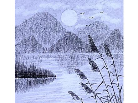 真的超简单!一分钟带你轻松画完一幅风景#零基础学画画 #零基础风景画 #绘画过程分享 #绘画教程 #创作灵感