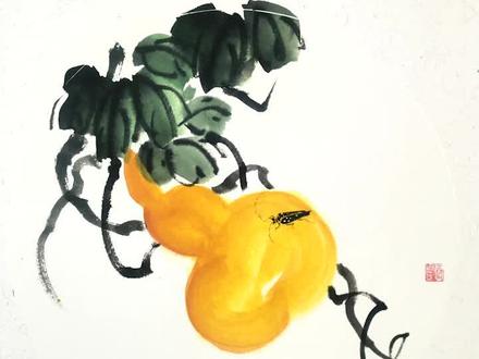 30秒入门级葫芦教程#零基础国画 #国画教程 #水墨画 一学就会