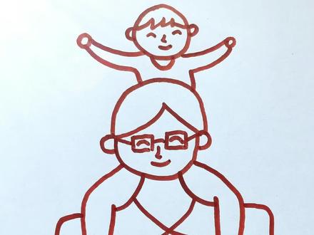 父与子亲子手工绘画简单又好看和孩子一起画画家人#亲子手工 #简笔画 #亲子简笔画 #父亲节绘画 #我的爸爸