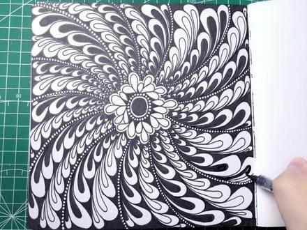 第604幅看似复杂实则简单零基础易上手小花瓣组合线描禅绕画 #解压 #画画 #跟着抖音学画画 #日常瞎画 #线描画