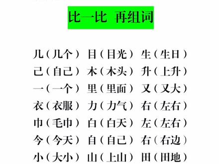 #小学语文 必考知识点:比一比 再组词