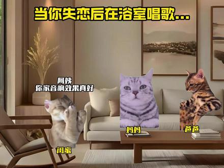 当你失恋后在浴室唱歌 #猫meme #失控 #爱到底是什么