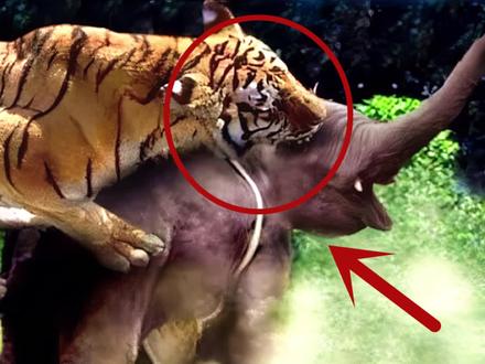 老虎罕见猎杀大象!没想到却被大象狂怼,陆地霸主果然名不虚传 #野生动物 #动物世界 #野生动物 #老虎 #大象