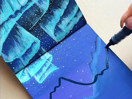 丙烯马克笔|新手也能画出梦幻极光(详细教程) ·夜色·蓝色·慢一点·
#丙烯马克笔 #画画教程 #新手画画 #极光 #抖音创作者 @DOU+小助手