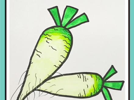数字2就可以画萝卜,青萝卜简笔画教程来咯#简笔画 #画画 #亲子 #儿童简笔画 #创作灵感