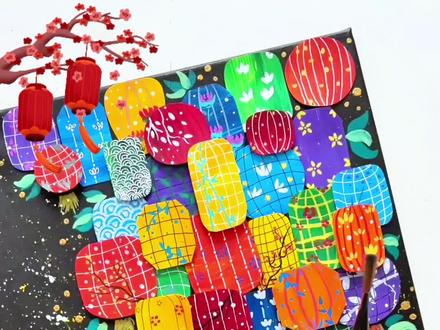 挂灯笼🏮迎新年🎆
#艺术启蒙 #美育 #新年创意画 #亲子互动 #新年手工