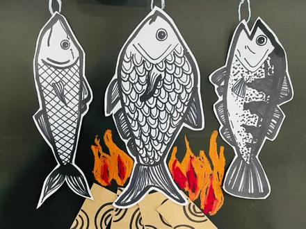 #少儿美术 #太仓画画 热气腾腾的烤鱼~