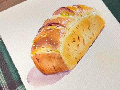 美食➕绘画是双重治愈呀#水彩#水彩画教程#自学画画#水彩画#画画