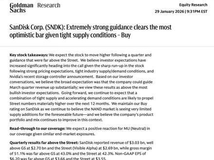 SanDisk目标价直指700美元。供应短缺+产品升级+毛利扩张,三大逻辑支撑119%的上调幅度。在AI爆发的大背景下,被遗漏的存储芯片供应链正在成为新的掘金点。
#闪迪 #SanDisk #存储芯片 #人工智能 #美股